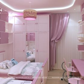 Phòng ngủ màu hồng cho bé gái – BG01