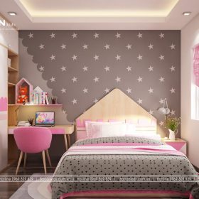 Phòng ngủ đơn giản cho bé gái – BG06