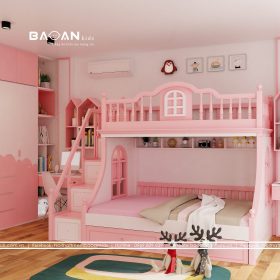 Giường tầng màu hồng đẹp- GT06