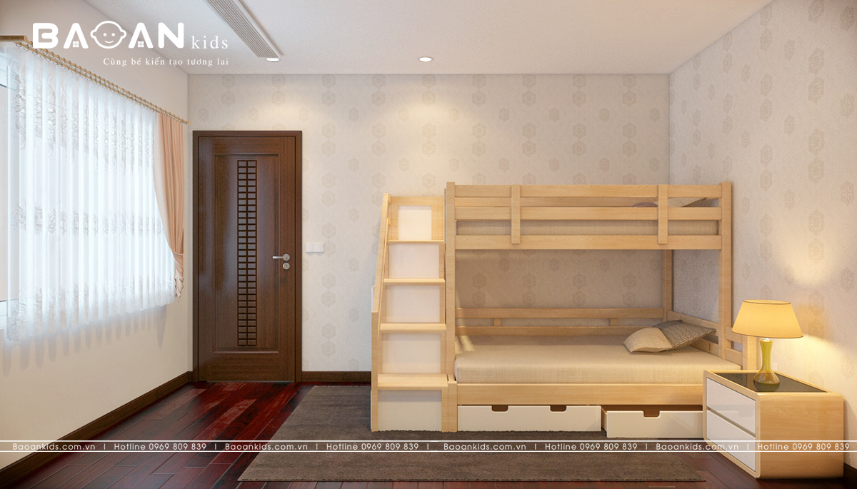 Mẫu giường gỗ tự nhiên đơn giản phù hợp với mọi lứa tuổi trẻ
