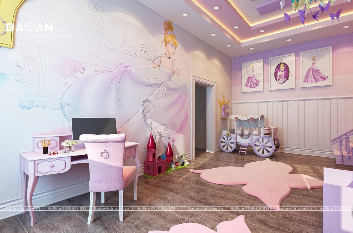 Phòng ngủ con gái màu tím dễ thương