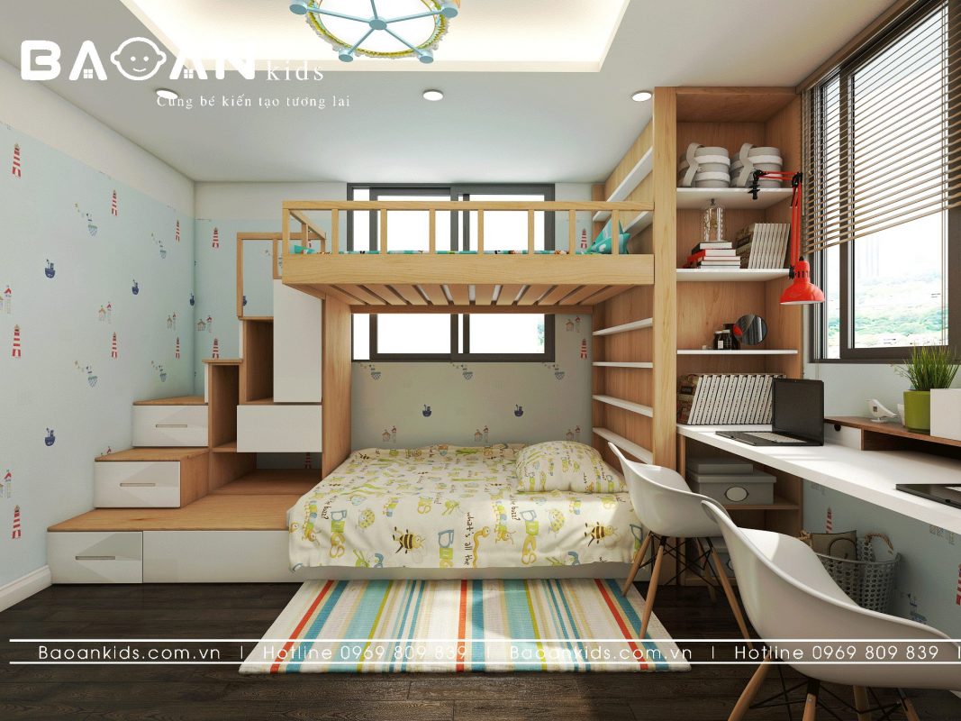 Ưu tiên mua giường tầng gỗ tự nhiên cho trẻ
