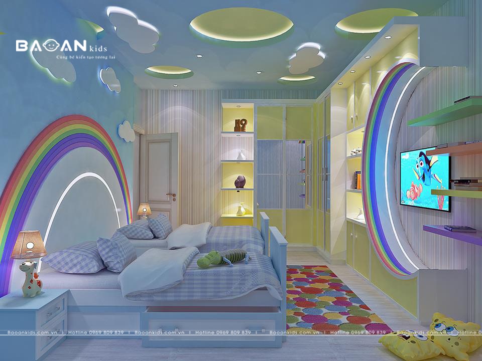 Phòng ngủ bé trai sáng tạo với các hình khối độc đáo